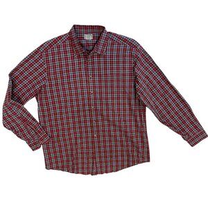 L.L. Bean Plaid Button Down Shirt Men's Size XL 0FKR6 100% Cotton Red‎ Holiday